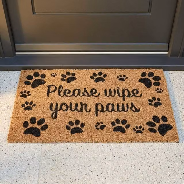 Garden Greatness Wipe Your Paws Natural Coir Doormat, Brown/Sand, W: 75 cm, D: 45 cm, H: 1.5 cm