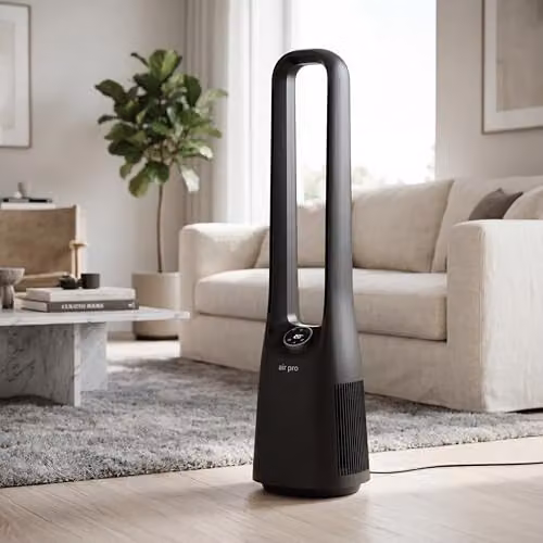 Air Pro 42 inch Bladeless Tower Fan with SmartVoice and Remote Control in Black