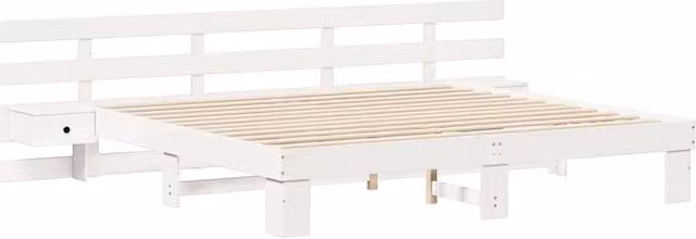 Berkfield Home Modern White Solid Pine Wood Bed with Drawers W/D/H: 200 x 73 x 200 cm