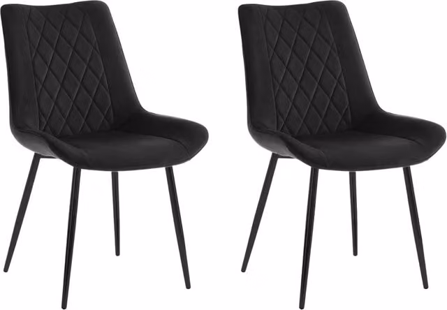Home Detail Alba Velvet Dining Chair Set of 2, Grey with Black Legs