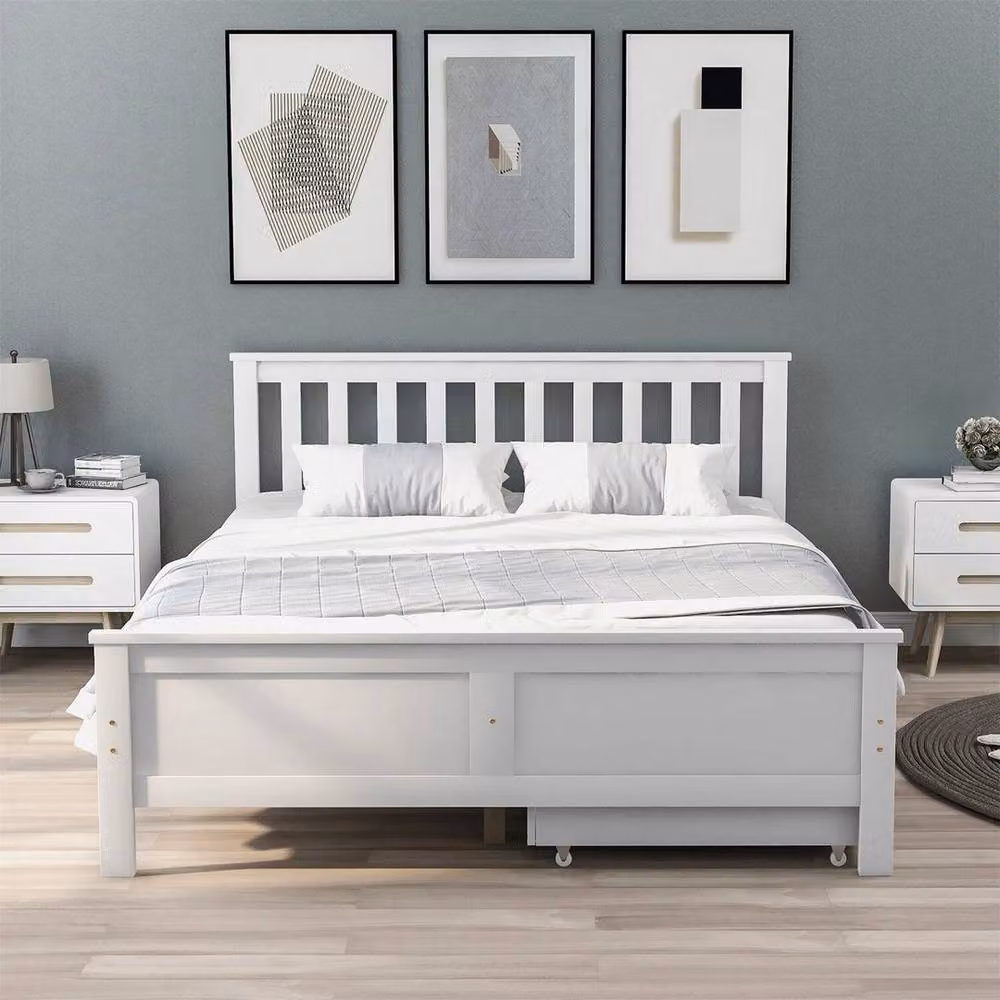 FORGEVIO White Solid Pine Wooden Cot Bed Frame with Drawers, W/D/H: 120 x 60 cm – 2