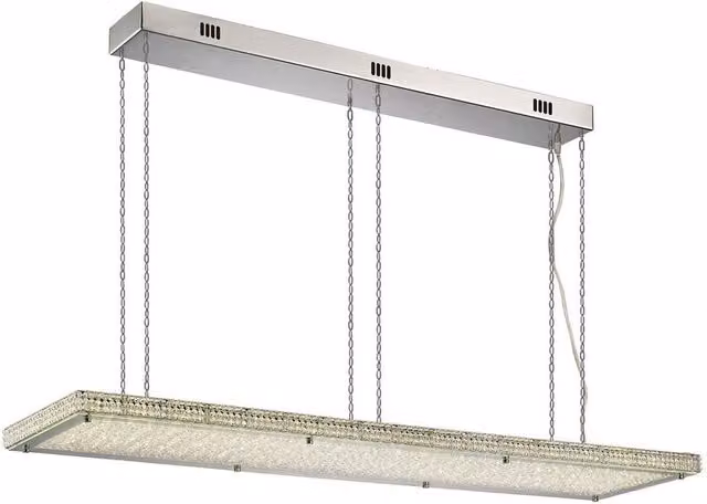 Amelia LED Ceiling Pendant Light with Remote Control, 68W, Polished Chrome and Crystal