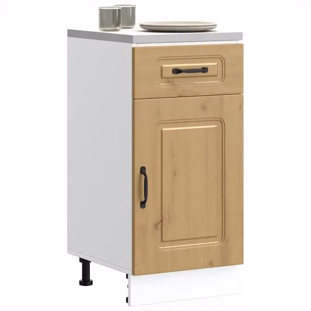 Berkfield Home Kalmar Artisan Oak Kitchen Base Cabinet in Brown and White