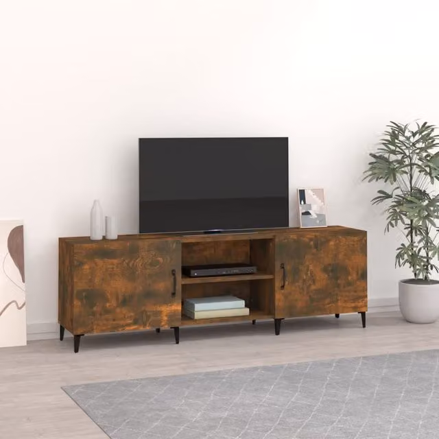 Berkfield Home Classic TV Cabinet in Smoked Oak Brown, W/D/H: 150 x 30 x 50 cm