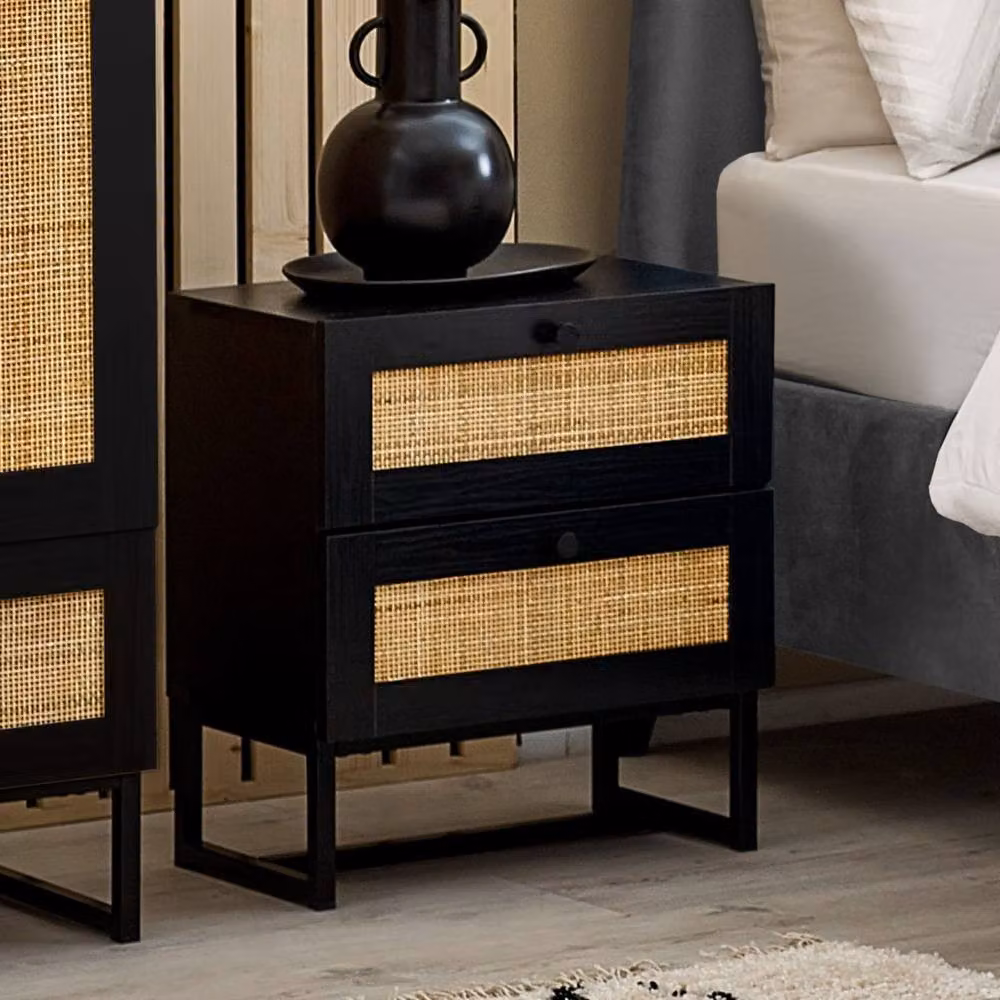 Cheshire Trelawny 2 Drawer Black Bedside Unit – 3