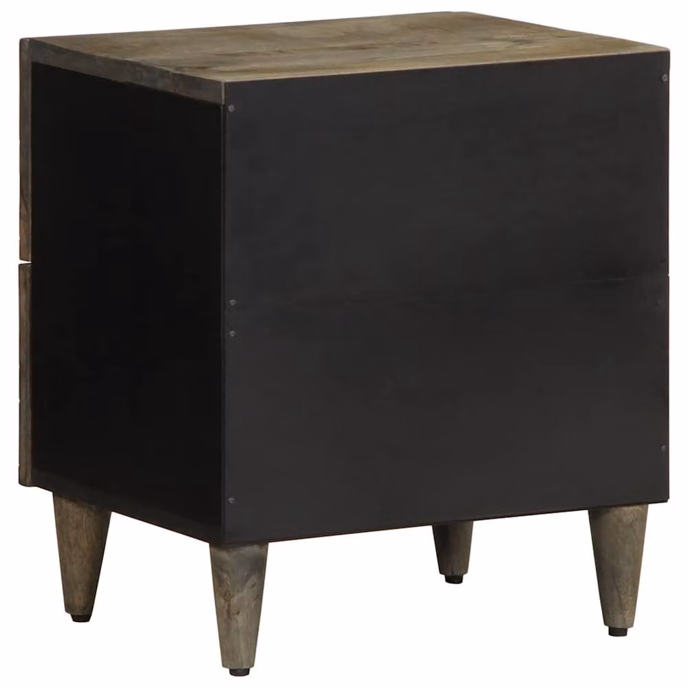 Berkfield Home Beautiful Bedside Cabinet in Light Grey Solid Mango Wood, W/D/H: 40 x 33 x 46 cm – 4