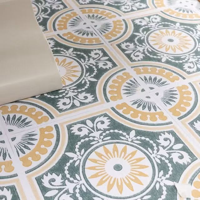 Fine Decor Mediterranean Yellow and Multicolour Self-Adhesive Vinyl Floor Tiles, 0.93sqm
