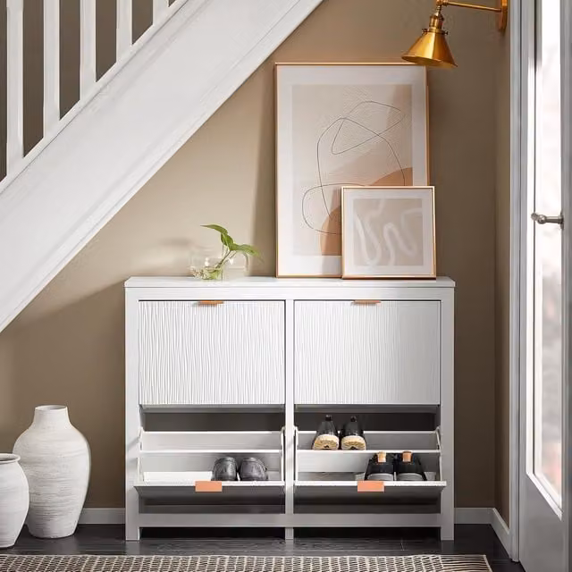 SoBuy Modern White Hallway Cupboard with 4 Tilting Compartments