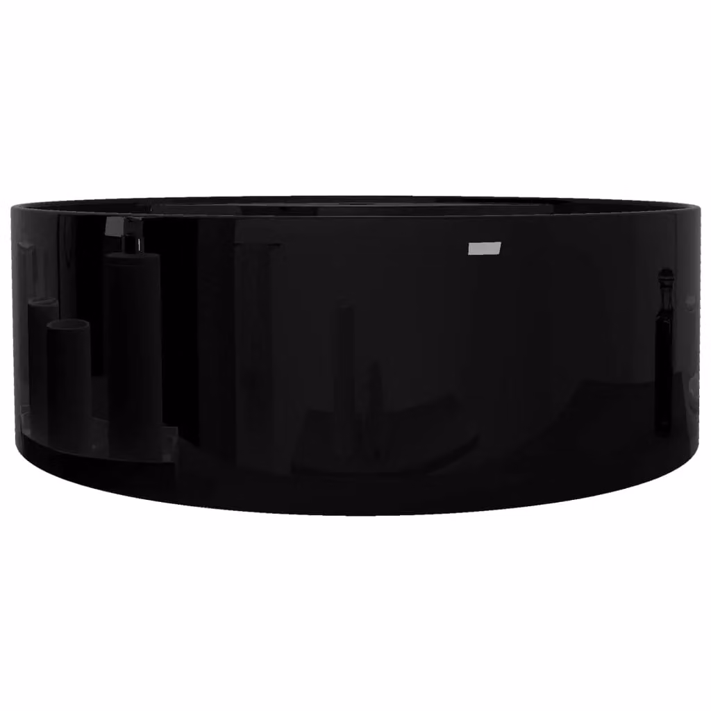 Berkfield Home Round Ceramic Bathroom Sink Basin with Overflow in Black – 3