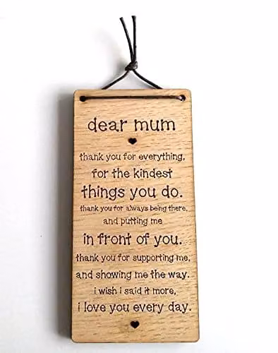 Marco Paul Wooden Thank You Mum Hanging Plaque in Beige and Brown