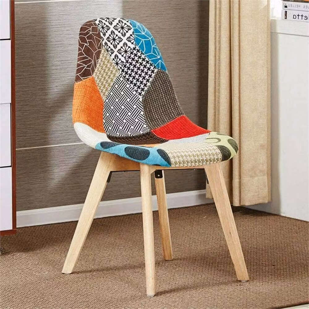 SPETLEK Multicolour Abstract Dining Chair with Fabric and Wood Details – 2