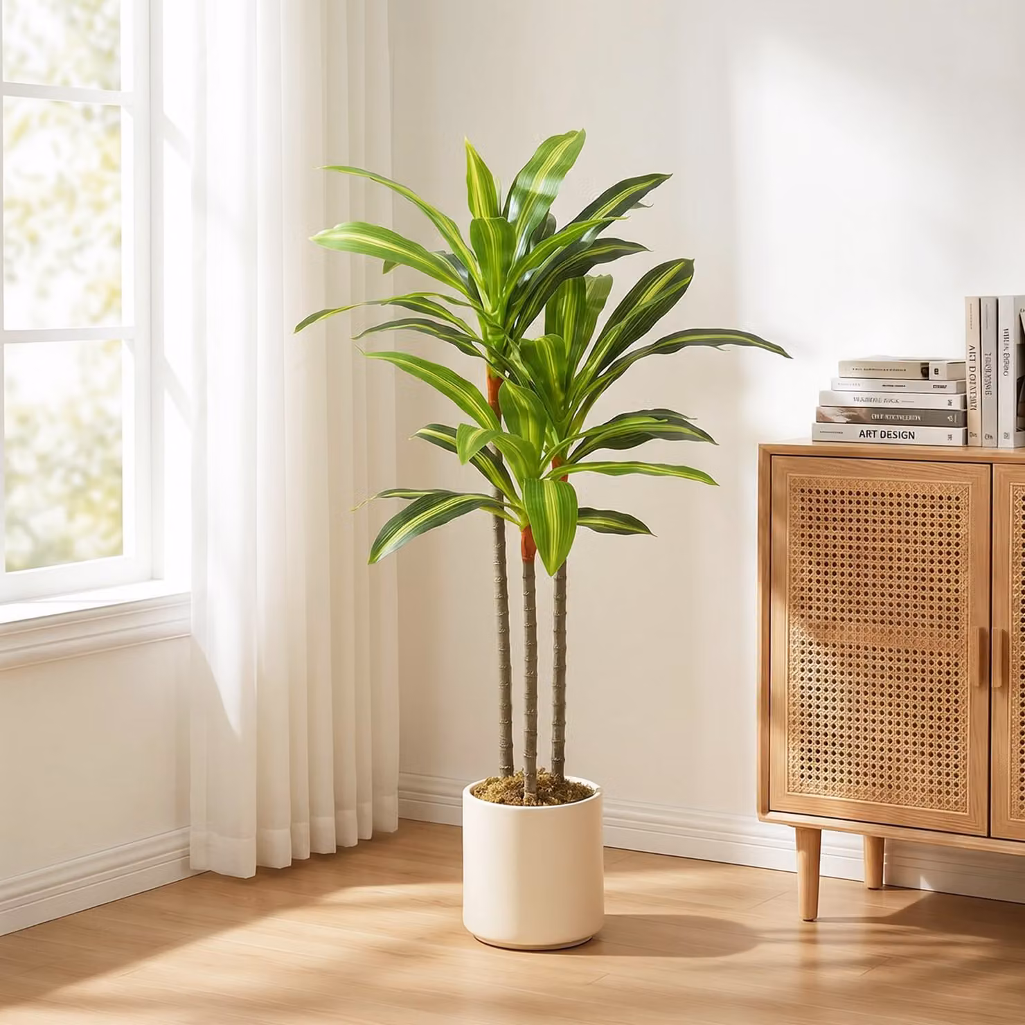 HOMCOM 90cm Artificial Dracaena Tree in Green and White with Bendable Trunks – 2