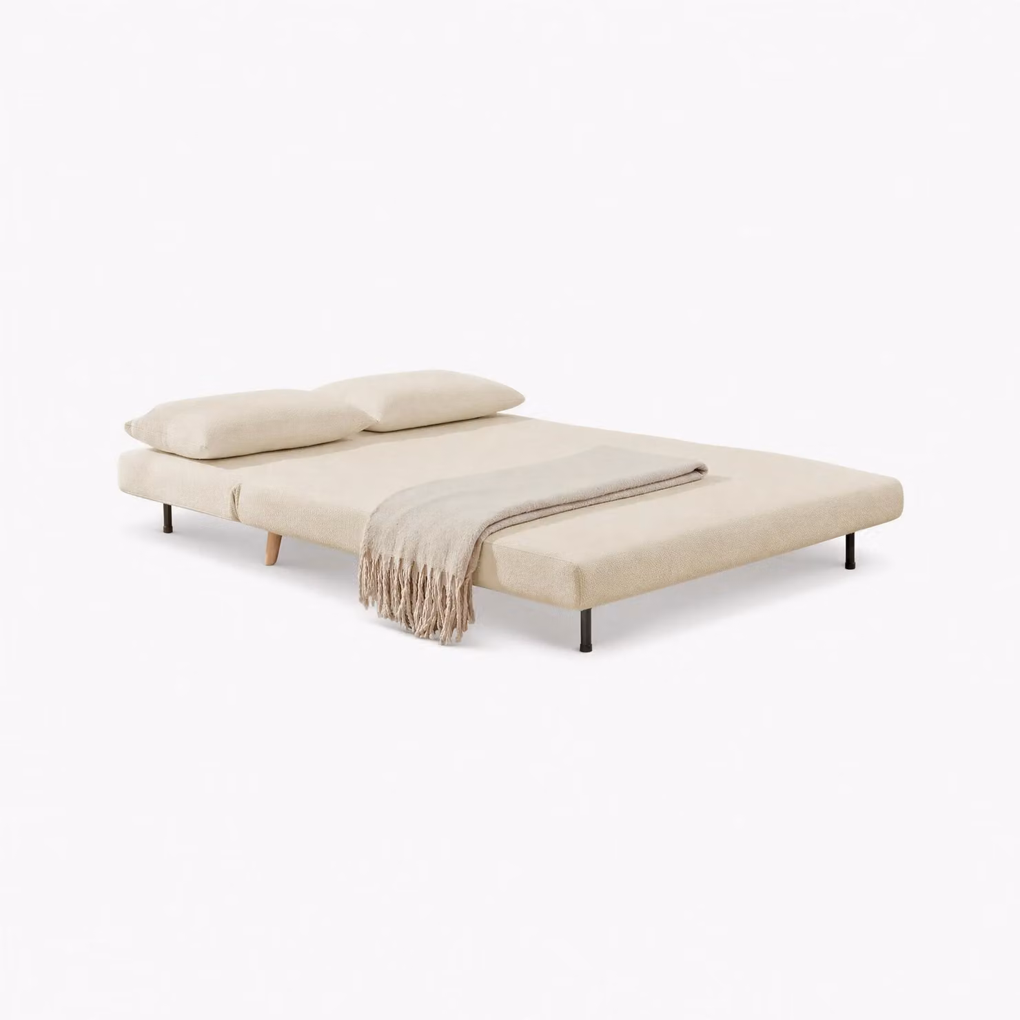 FurnitureboxUK Bobby Off-White Boucle Double Folding Sofa Bed with Solid Wood Frame – 2