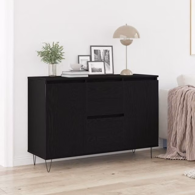 Berkfield Home 101 Sideboard in Black Oak, W/D/H: 5 x 35 x 70 cm
