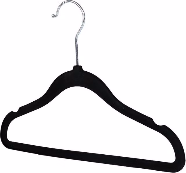 PAWNORA Non-slip Velvet Coat Clothes Hangers, Black, Pack of 20
