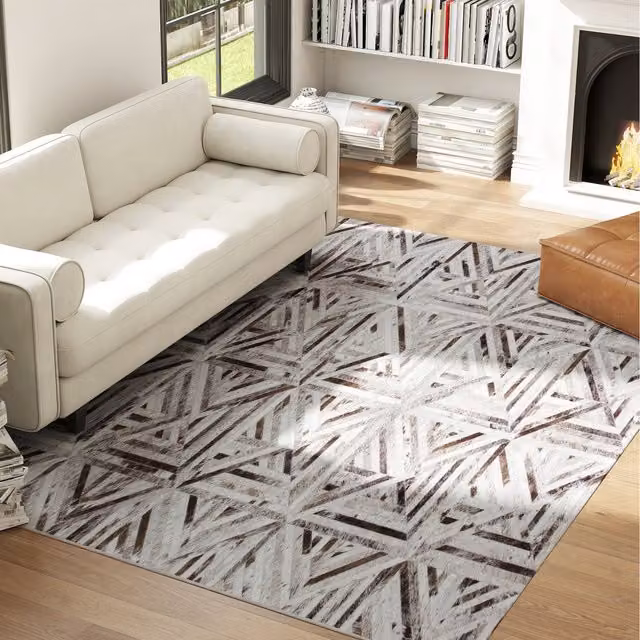 HOMCOM Brown Chenille Non-Slip Washable Rectangular Rug, W: 200 cm, D: 290 cm, H: 0.5 cm