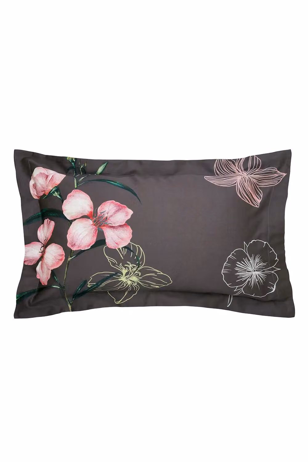 Ted Baker Reversible Floral Mako Satin Cotton Duvet Cover and Pillowcase Set in Grey and Pink, 180 x 200 cm – 3