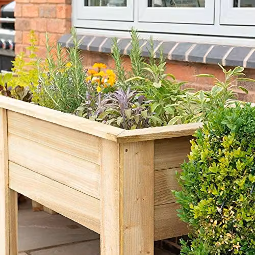 Forest Garden Large Wooden Raised Bed Kitchen Garden Planter, Brown, W/D/H: 180 x 55 x 29 cm – 4