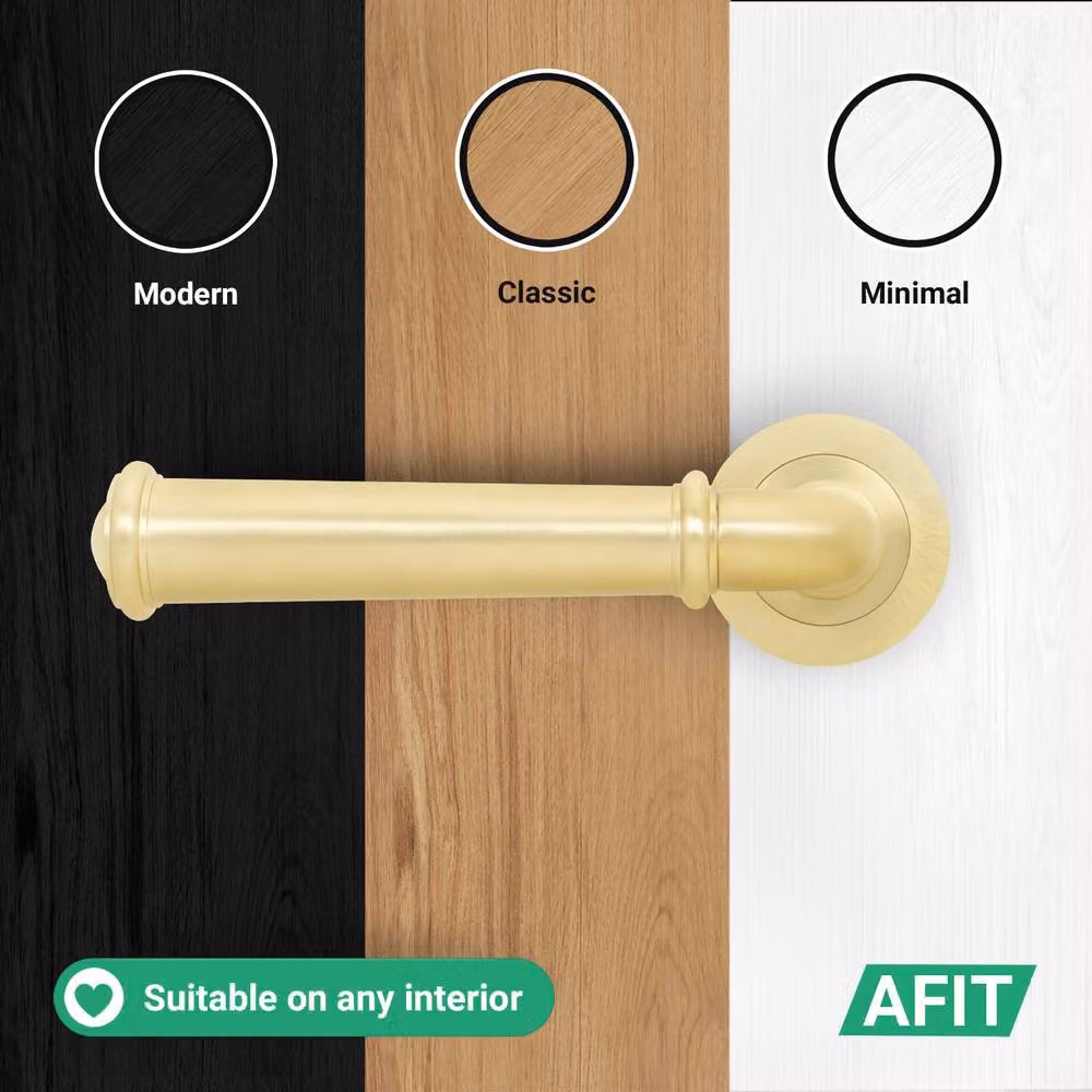 AFIT Satin Brass Fire Door Handle and Rosette Set in Gold – 5