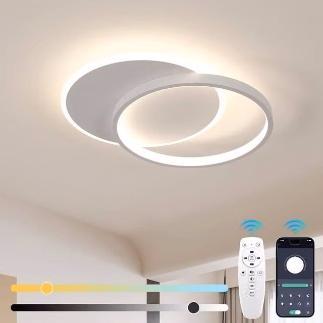 Goeco Modern Round Dimmable LED Ceiling Light with Remote Control, White – 1