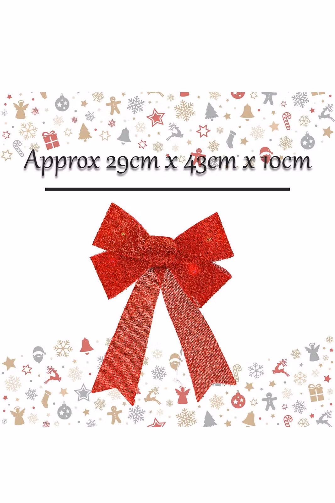 VFM e-Store Light Up Tinsel Bow Christmas Decoration, Red, W/D/H: 29 x 43 x 10 cm – 2