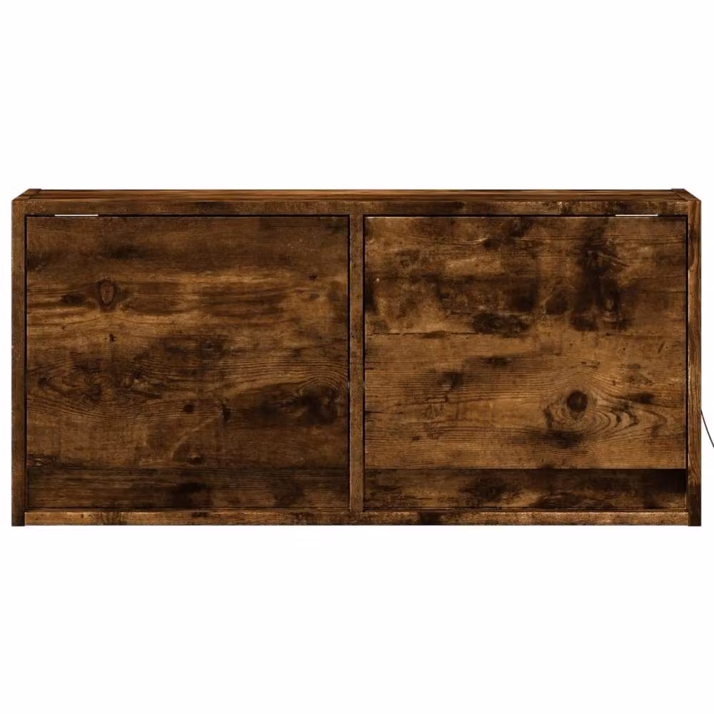 Berkfield Home TV Wall Cabinet with LED Lights in Smoked Oak Brown, W/D/H: 80 x 31 x 35 cm – 5