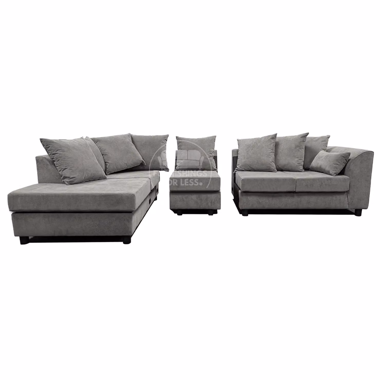 Furnishings For Less UK Casper Grey Chenille 5 Seater L Shaped Corner Sofa, Left Hand Facing – 3
