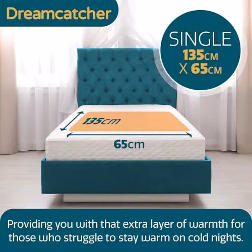 Dreamcatcher Single Electric Blanket in White, 3 Heat Settings, W/D/H: 90 x 190 cm – 2