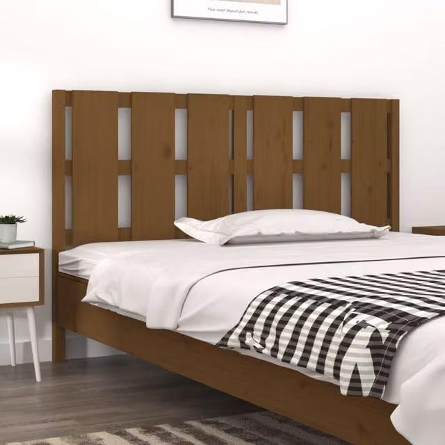 Berkfield Home Rustic Solid Pine Wood Bed Headboard, Honey Brown, W: 155.5 cm, D: 4 cm, H: 100 cm – 1