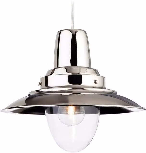 Netlighting Fisherman Dome Ceiling Pendant Light in Chrome with Clear Glass and E27 Socket