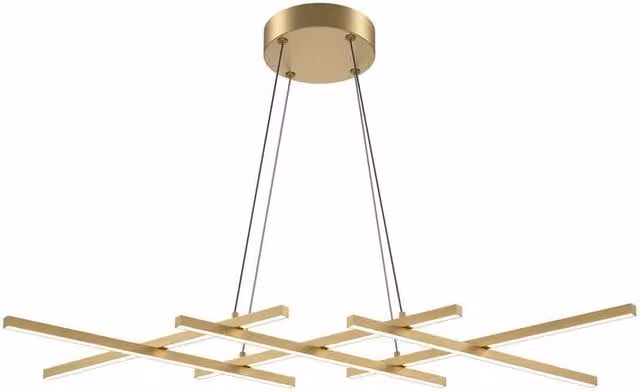 Netlighting Halo Modern Decorative Bar Pendant Light with Gold Brass Finish and White Shade, 1400lm LED