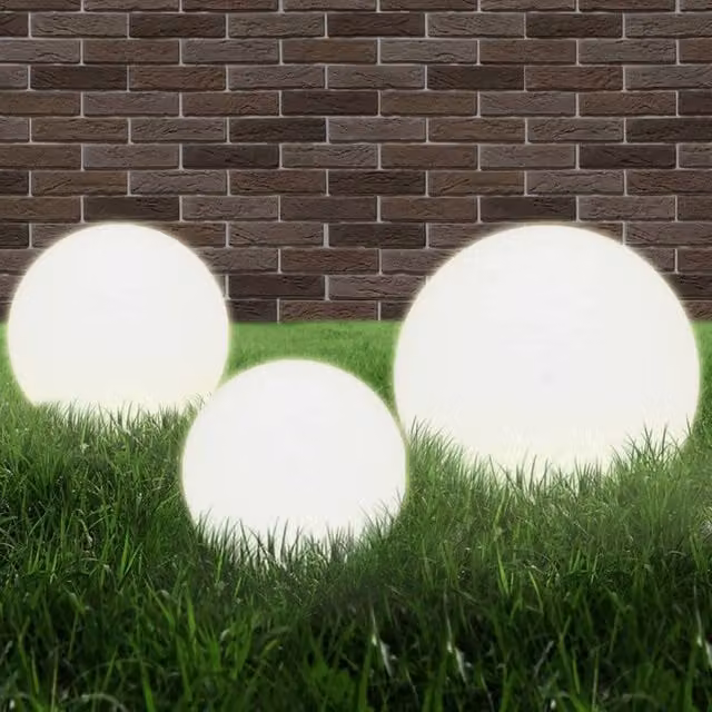 Berkfield Home LED Spherical Bowl Lamp Set of 3 in White
