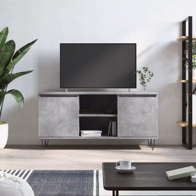 Berkfield Home Industrial TV Cabinet in Concrete Grey, W/D/H: 104 x 35 x 50 cm – 1