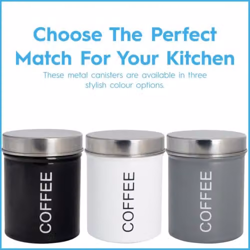 Harbour Housewares Metal Coffee Storage Canister in White with Airtight Lid – 4