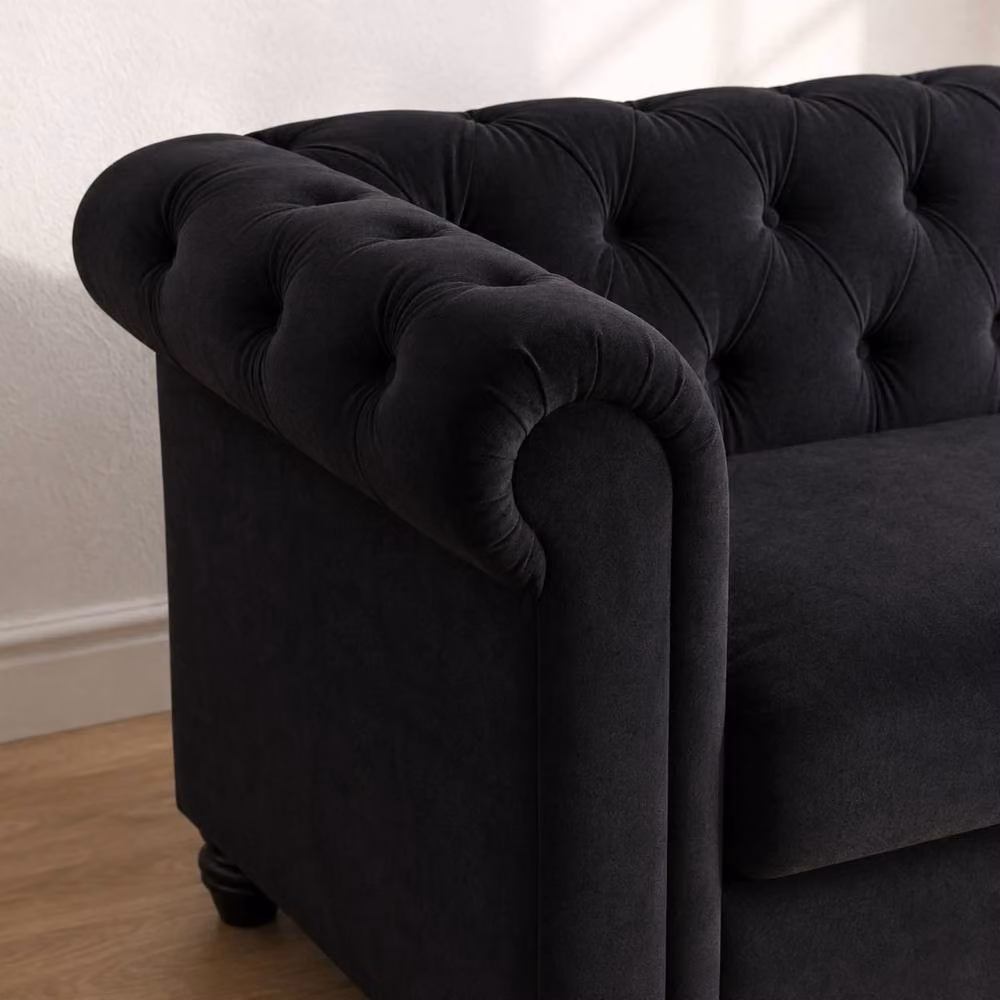 Sofaya Hampton 2 Seater Chesterfield Sofa in Black Velvet – 4