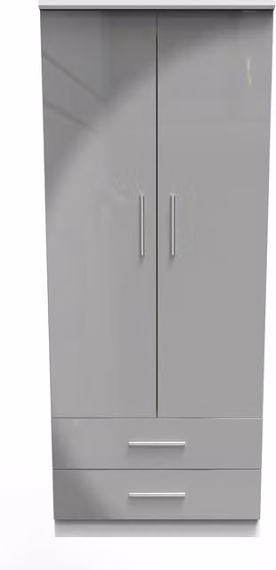 2 U Windsor Ready Assembled 2 Door 2 Drawer Wardrobe in Light Grey – 1