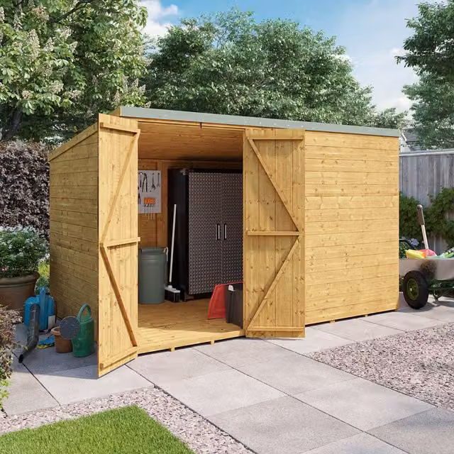 BillyOh Rustic Brown Wooden Tongue and Groove Pent Shed