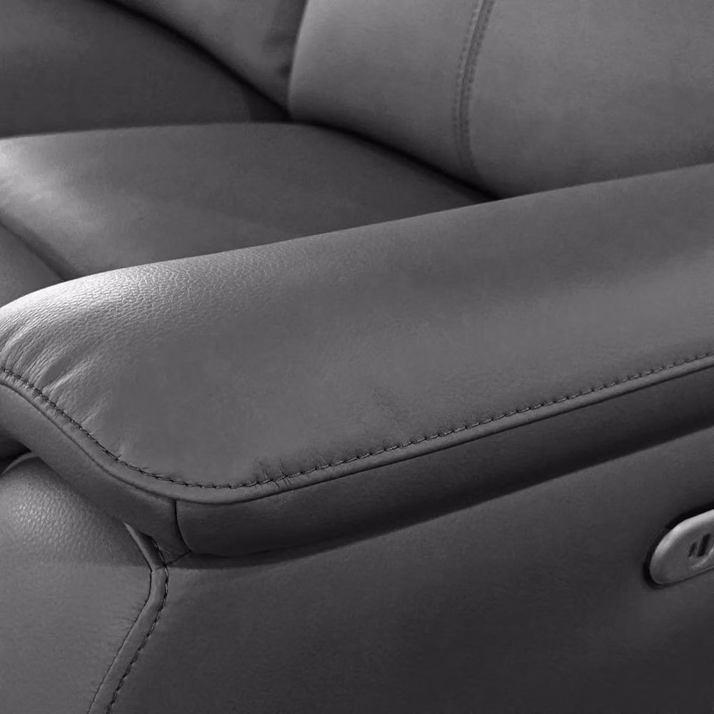 Aspire Kingsmere 3 + 2 Power Recliner Sofa Set in Charcoal Real Leather with USB Charging – 3