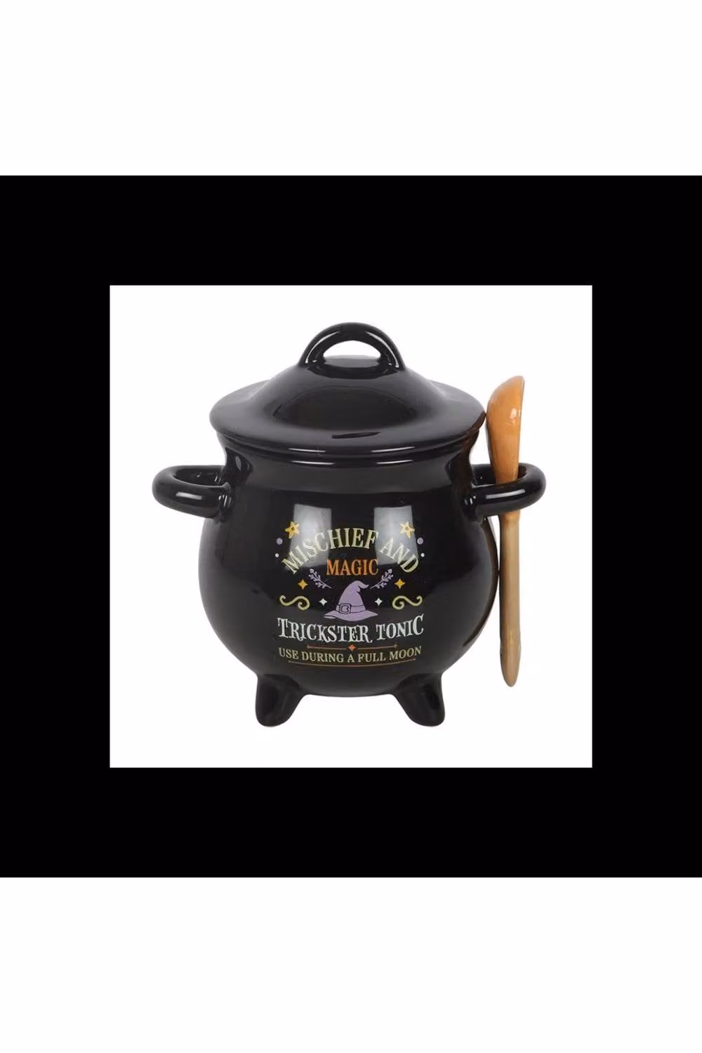KDMD Mischief & Magic Cauldron Soup Bowl with Broom Spoon in Black Ceramic – 2