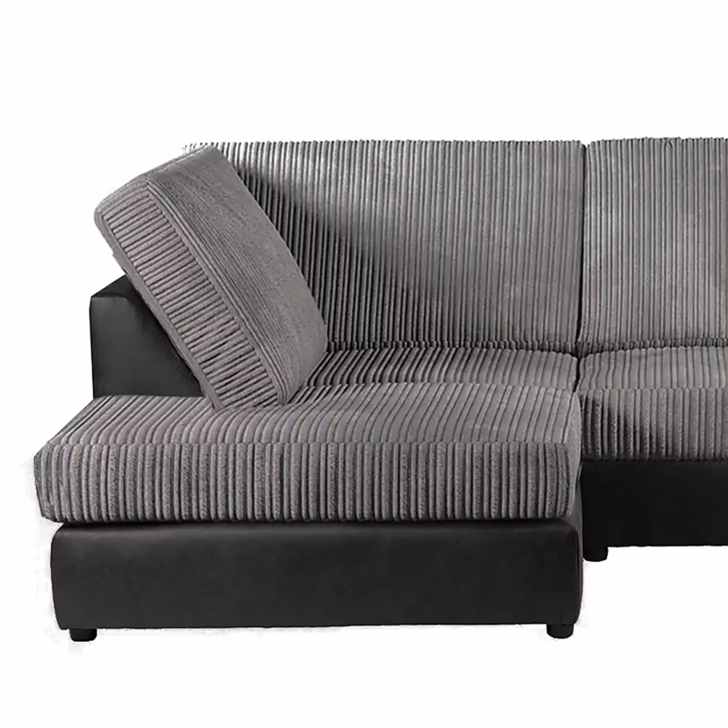 Luxor Living Grey Jumbo Cord 4 Seater Left Hand Facing Corner Sofa – 2