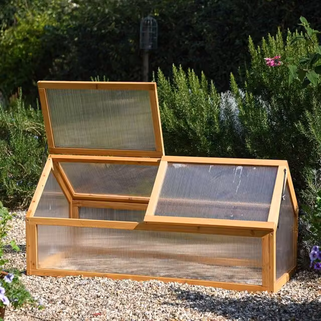 Garden Gear XL Brown Wooden Cold Frame with Hinged Polycarbonate Lid