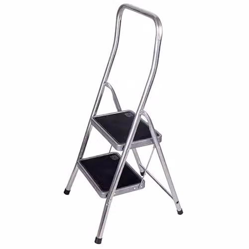 TB Davies 2 Tread High-Rail Aluminium Folding Step Ladder in Silver