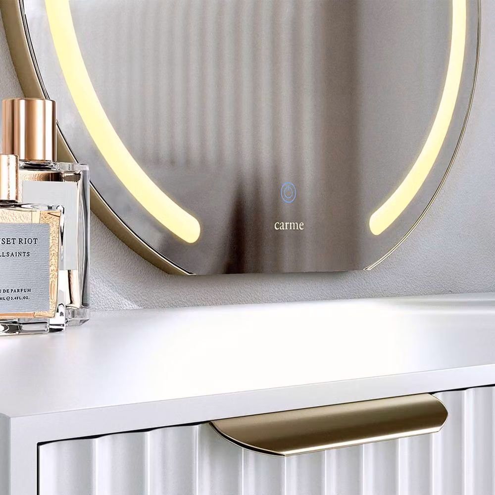 CARME HOME Esme White Dressing Table with Maisie LED Wall Mounted Mirror – 4