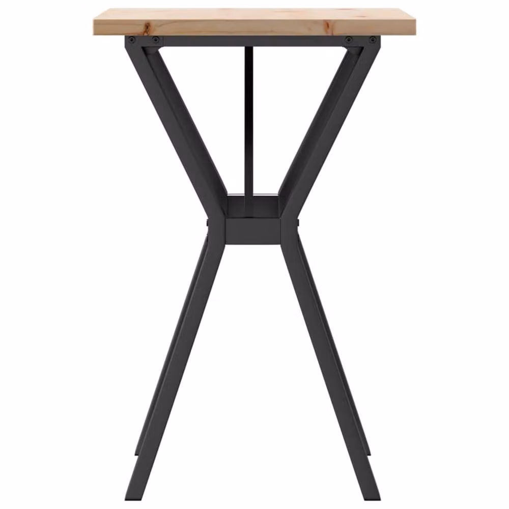 Berkfield Home Y-Frame Square Dining Table in Brown Solid Pine and Steel, W/D/H: 50 x 50 x 75.5 cm – 3
