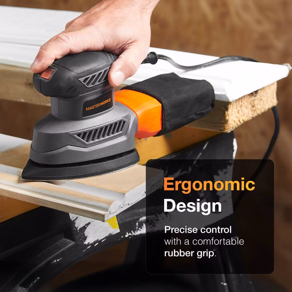 MasterWorx Electric Detail Sander with Dust Collector, 13000RPM, Grey – 5