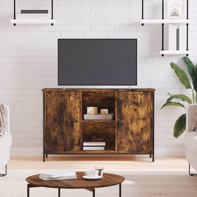Berkfield Home Smoked Oak TV Cabinet in Brown, W/D/H: 100 x 35 x 65 cm – 1