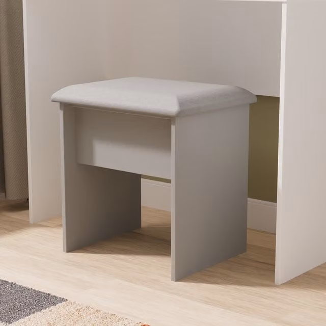 Haworth Stool in Grey and Gold Fabric