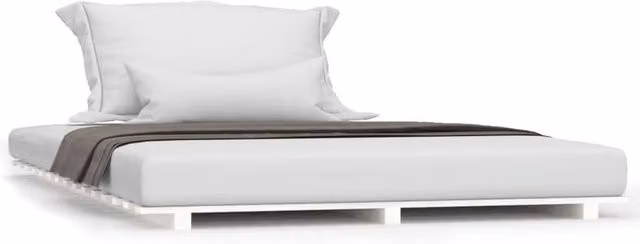 Berkfield Home White Lacquered Solid Pine Bed Frame W: 140 cm, D: 190 cm