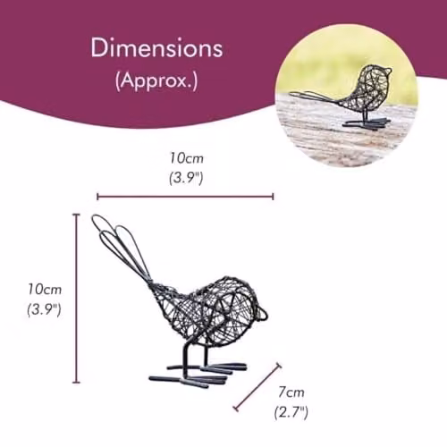 Paper High Set of Three Mini Black Metal Wire Bird Ornaments – 3