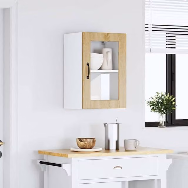 Berkfield Home Porto Sonoma Oak Kitchen Wall Cabinet with Glass Doors, Light Oak